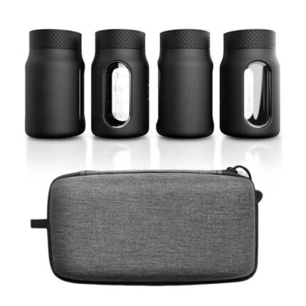 4-in-1 Silicone Wrapped Travel Glass Bottle Set