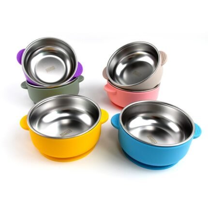 Silicone Kids Feeding Bowls with 304 Stainless Steel