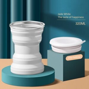 - Portable Silicone Folding Cup with Lid – 320ml