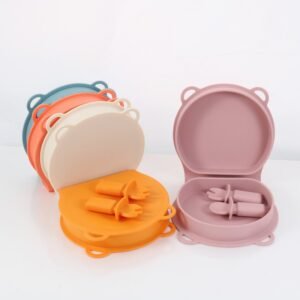 - Food Grade Silicone Baby Feeding Set (3-pack)